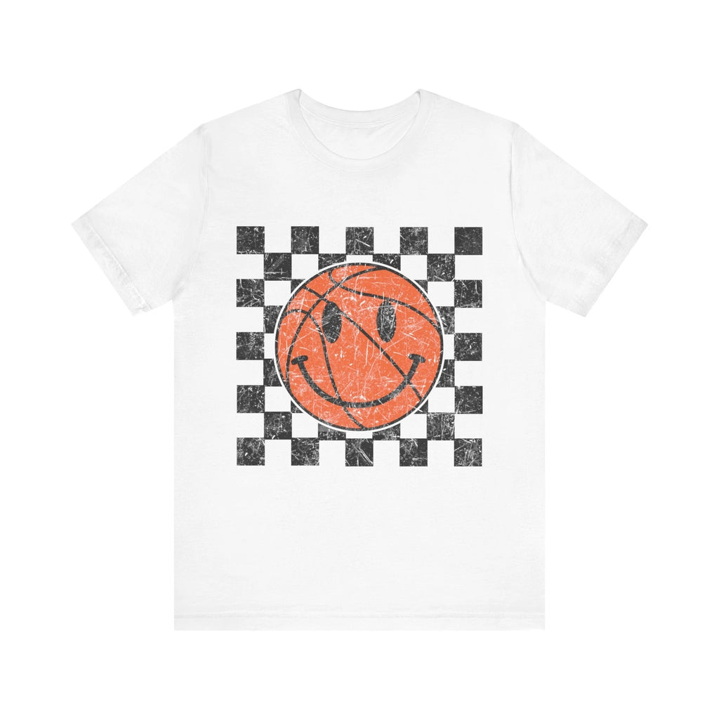 Basketball Happy Face Design Trendy Smile Face Art for Basketball Lovers T-Shirt