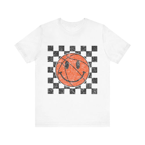 Basketball Happy Face Design Trendy Smile Face Art for Basketball Lovers T-Shirt