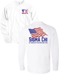 Sigma Chi Fraternity Bella + Canvas Long Sleeve Shirt USA Flag - MORE COLORS