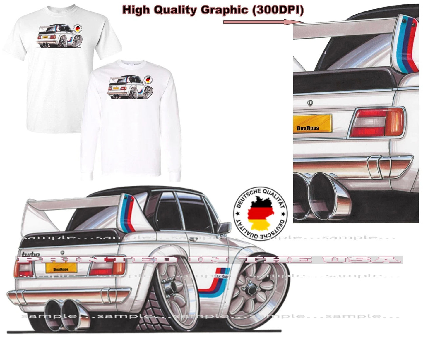 BMW 2002 Turbo Limited 1970's Model DigiRods / Koolart Cartoon Car T Shirt