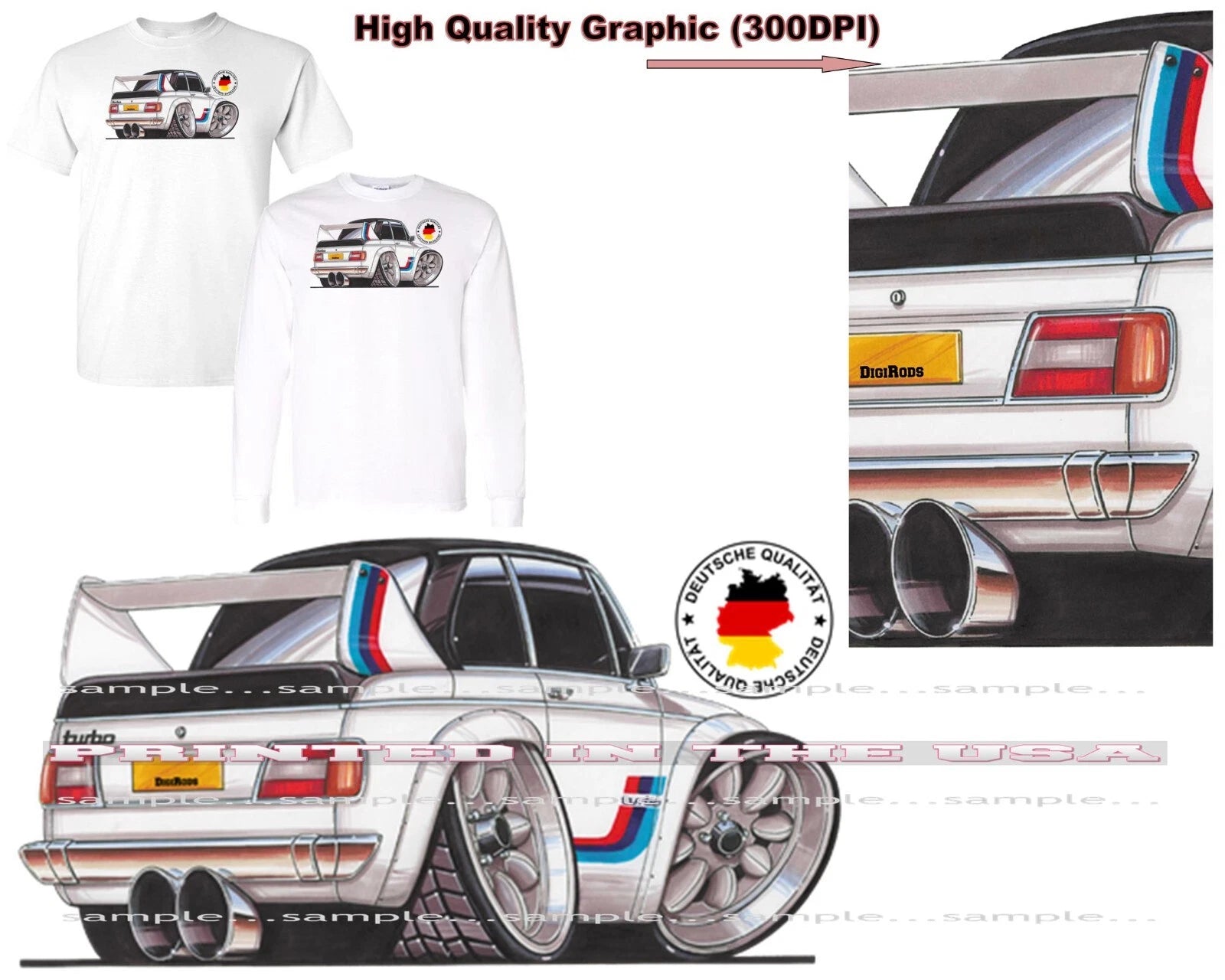 BMW 2002 Turbo Limited 1970's Model DigiRods / Koolart Cartoon Car T Shirt