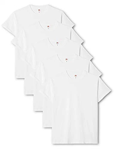 1 and 5 PACK White Fruit of the Loom Original Crew Neck t shirt-mens tops Lot