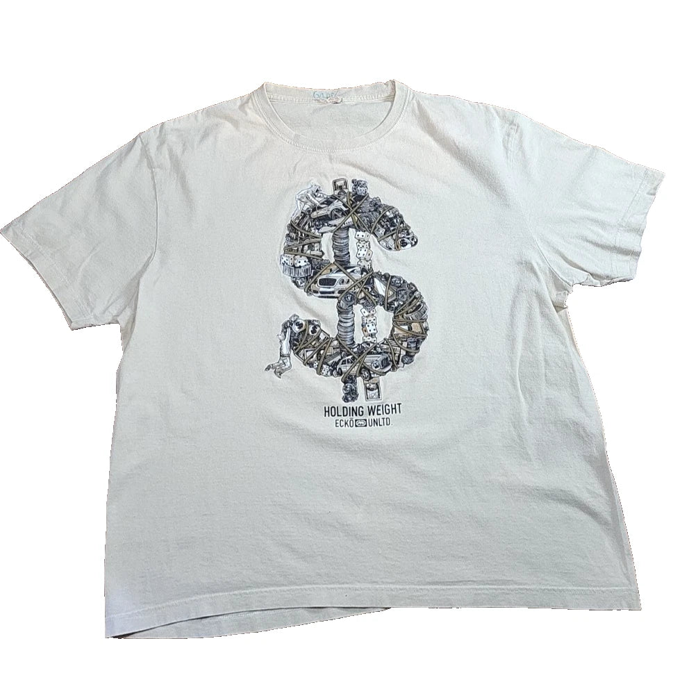 Y2k Ecko T Shirt Men's XXL 2XL Money Dice Cars Streetwear Holding Weight Bling