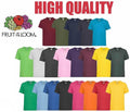 T Shirts Short Sleeve Men Women Plain 100% Cotton Tee Fruit of the Loom  S - 5XL