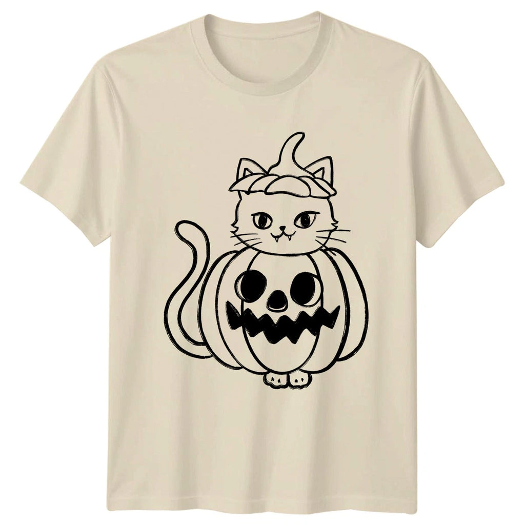 Cute Cat Pumpkin Jack O Lantern T-Shirt Spooky Cute Halloween