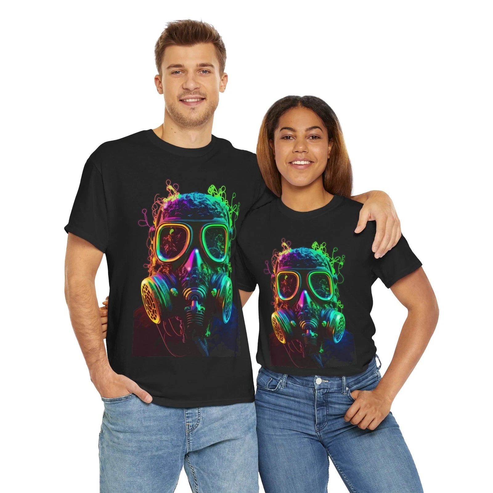 TRENDY GREAT GAS MASK COLORFUL GRAPHIC T SHIRT Unisex Heavy Cotton Tee
