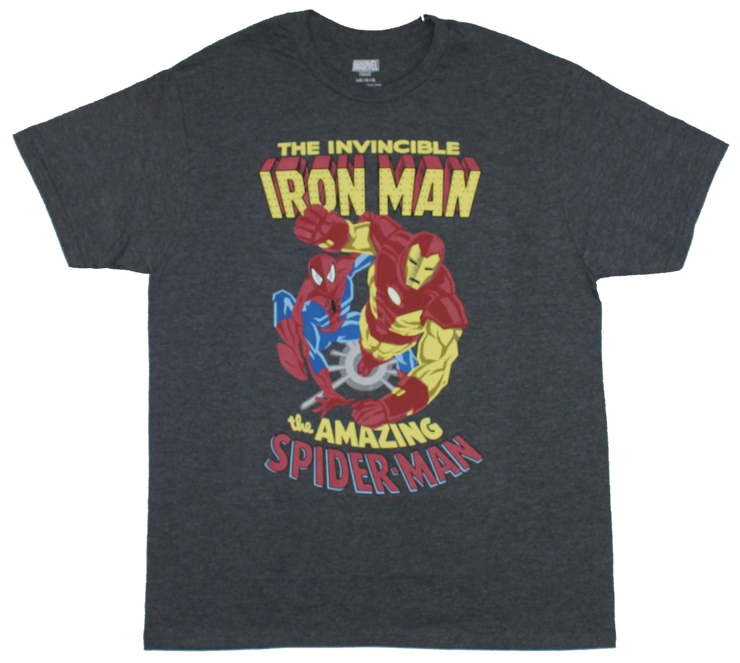 Iron Man & Spider-Man Adult New T-Shirt - Amazing & Invincible Together Again
