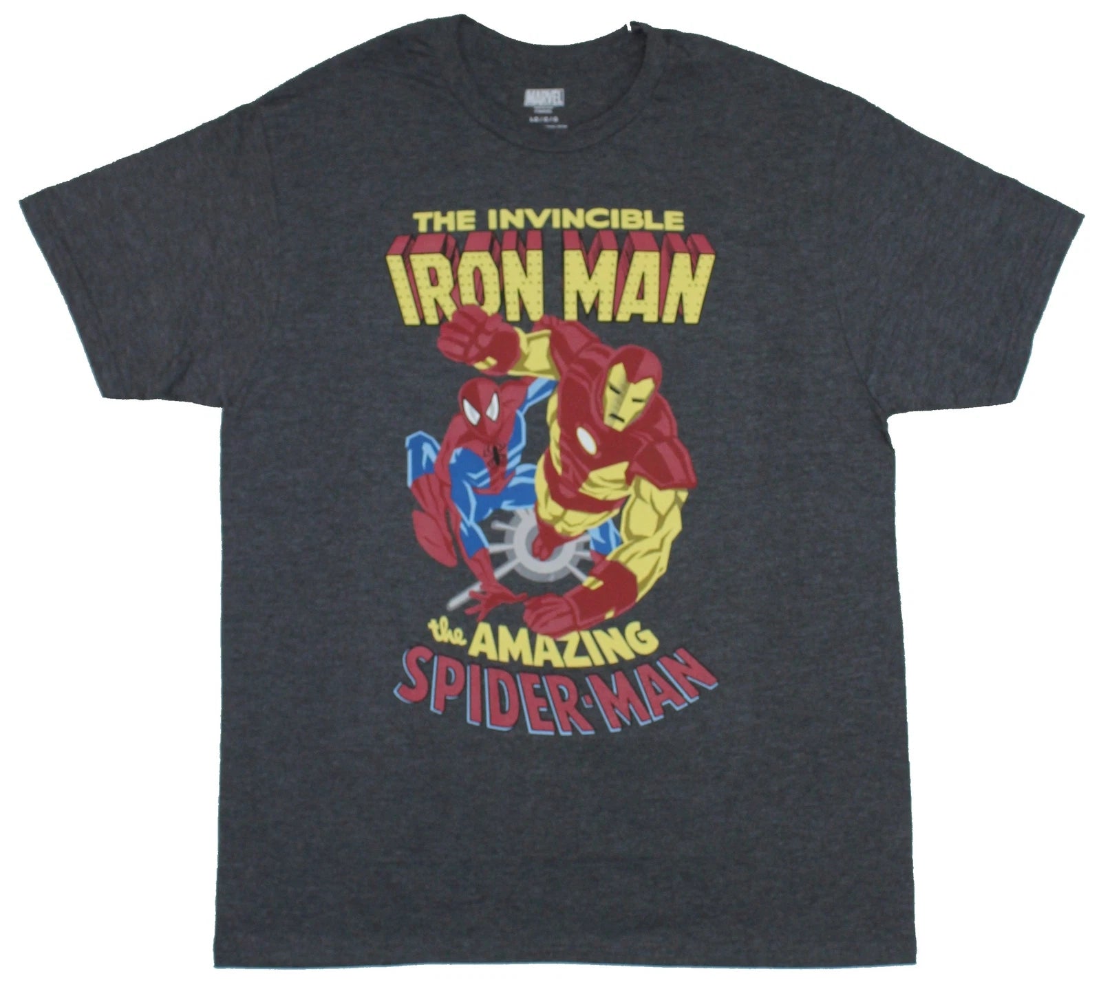 Iron Man & Spider-Man Adult New T-Shirt - Amazing & Invincible Together Again