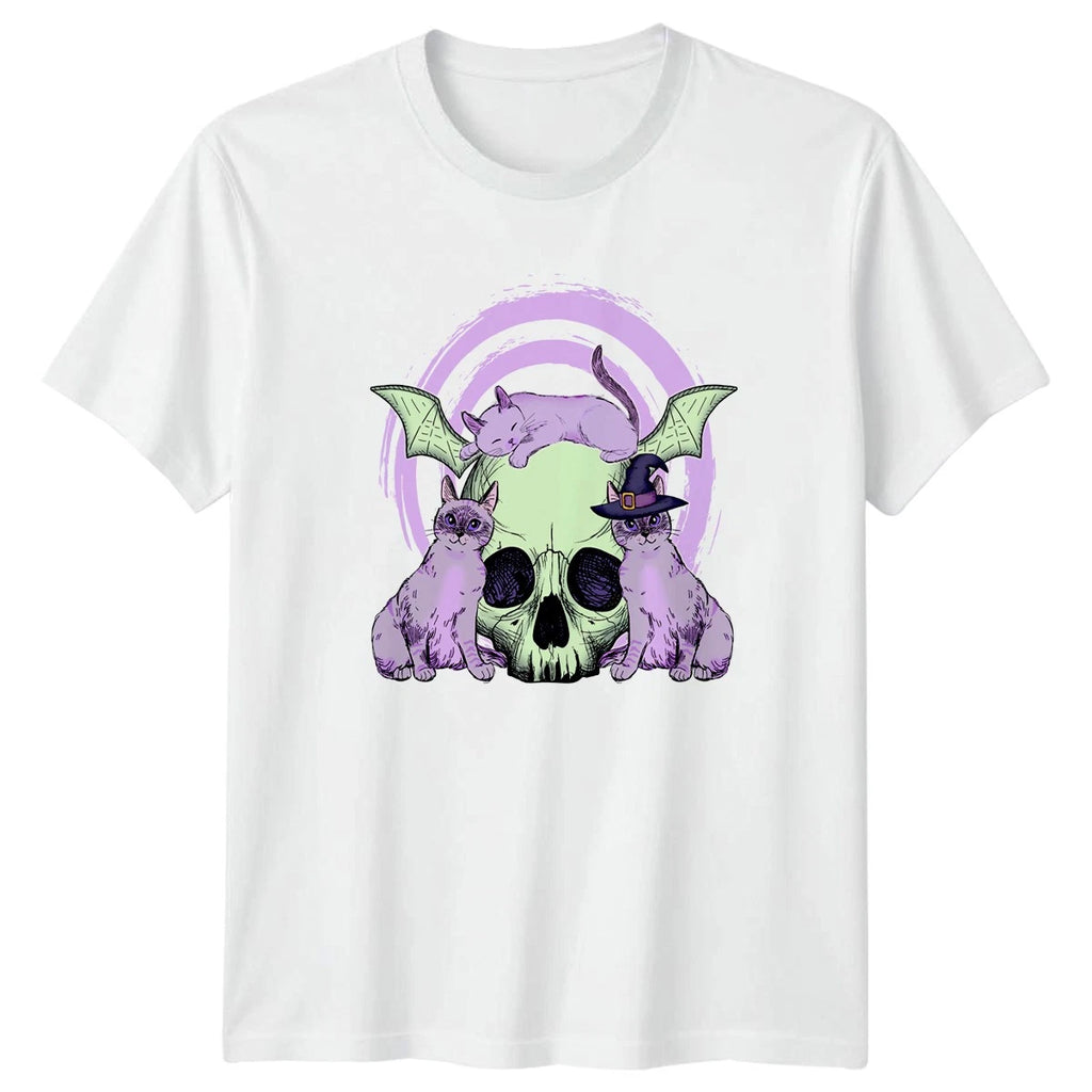 Pastel Goth Cute Cat Skull T-Shirt Kawaii Goth Halloween Aesthetic Halloween
