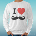Felpa Man Light Sweater White " I Love Moustache Mustache " Road To Happiness