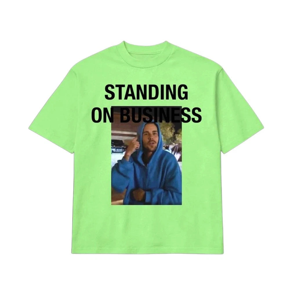 Justin B. Standing on Business Meme In the Desert Graphic T-shirt S-5XL