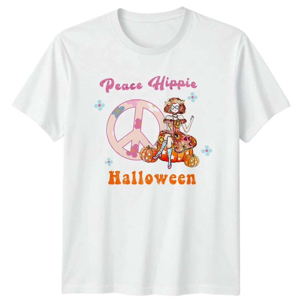 Peace Hippie Halloween Womens T-Shirt Boho Retro Halloween Gift For Her