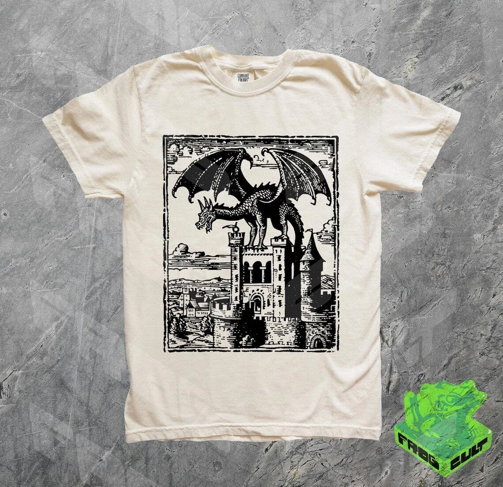 Dragon Vintage Dark Art Graphic Shirt, 90s Tattoo, Retro Medieval Y2k Tshirt