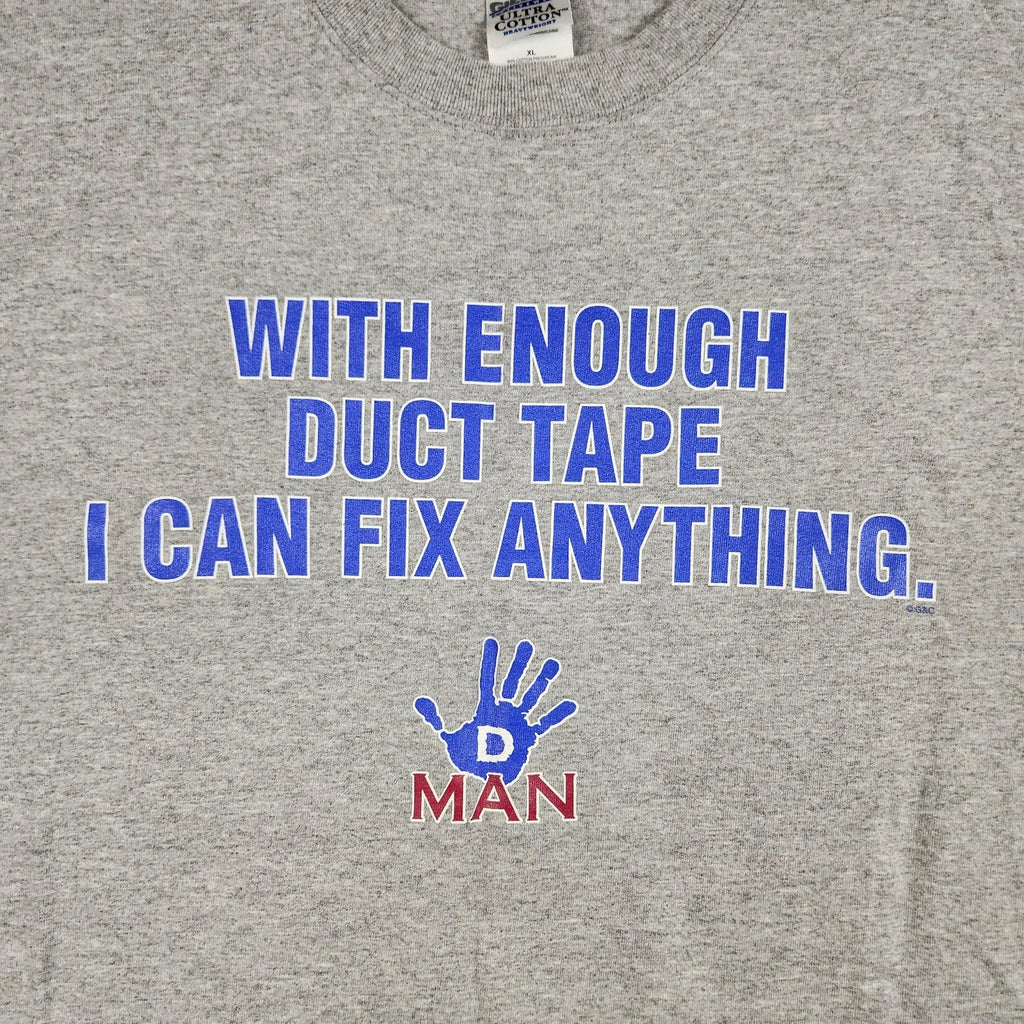 With Enough Duct Tape Shirt Mens XL Gray Funny Dad Joke Handyman Humor Graphic