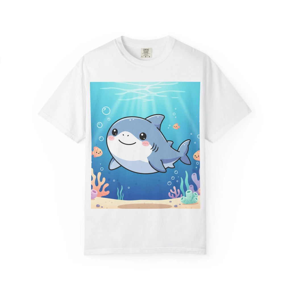 Cute Cartoon Shark T-Shirt | Kawaii Ocean Scene, Coral Reef