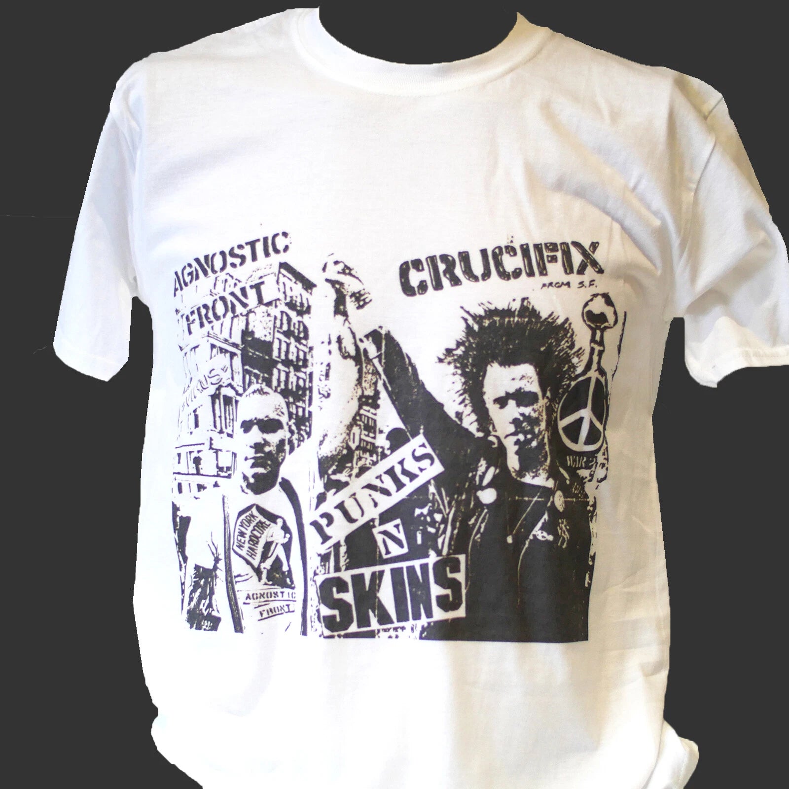 AGNOSTIC FRONT CRUCIFIX HARDCORE PUNK ROCK FLYER T-SHIRT unisex S-3XL