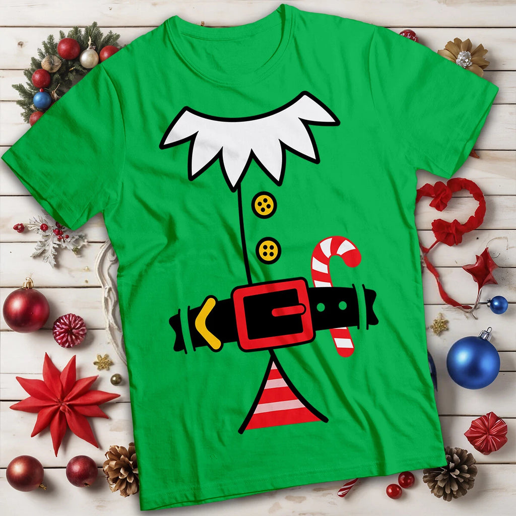 Elf  and Candy Cane Christmas T-Shirt Mens and Womens Tee #MC