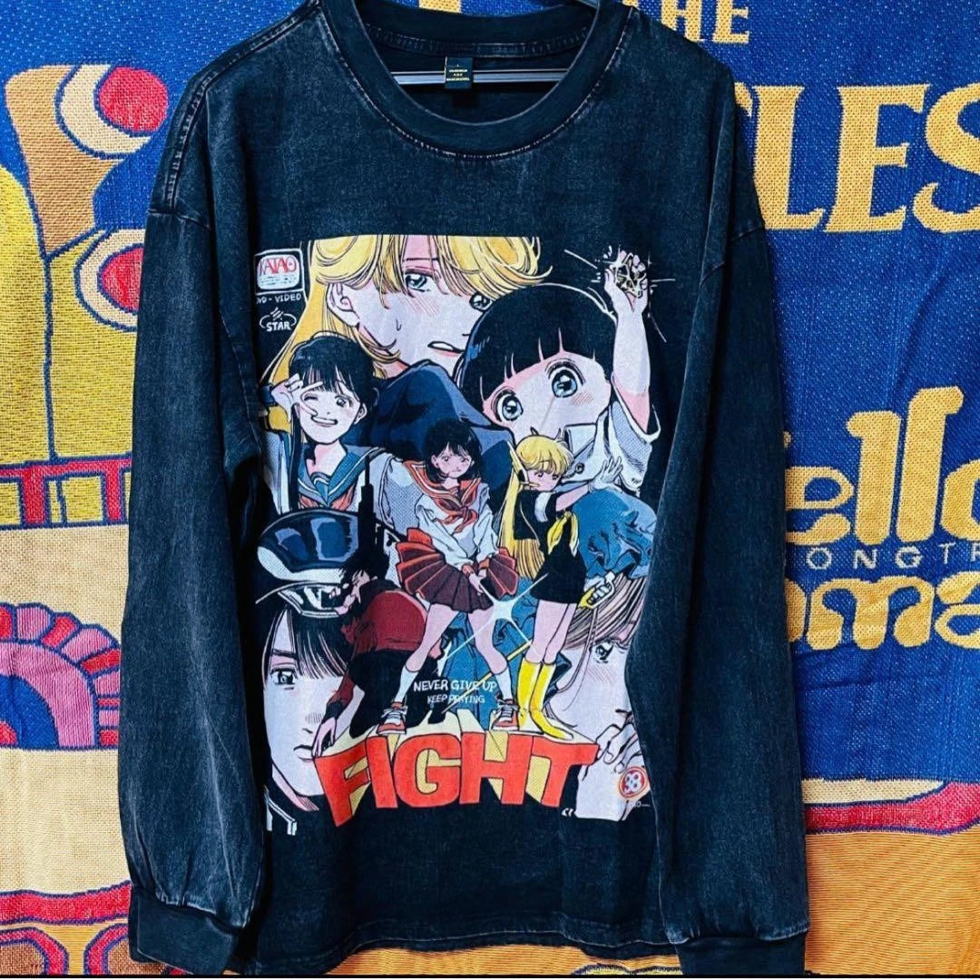 Nostalgic Anime Long T shirt Men s Shojo Manga Heisei Retro Stylish Comic