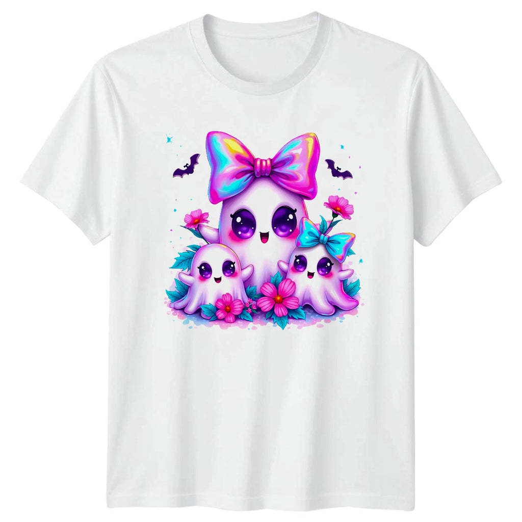 Cute Ghosts Bows Halloween Mens T-Shirt Womens Tee Kawaii Graphic Unisex Top