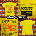 Chinatown Market Smiley T-Shirt Mens Small Yellow Fireball Logo Pixel Art Tee