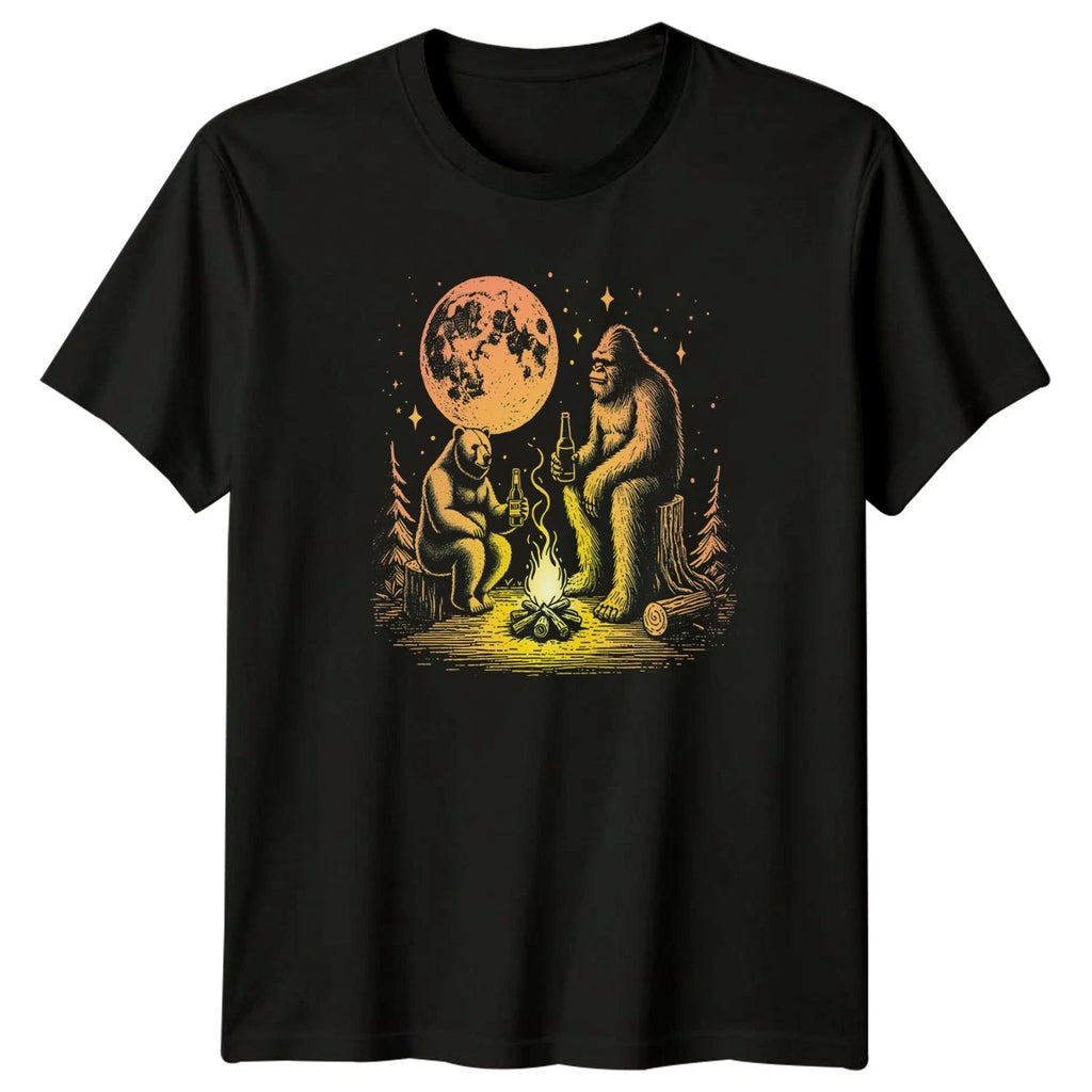Bigfoot Bear And Beer Camping T-Shirt Sasquatch Cryptid Fathers Day