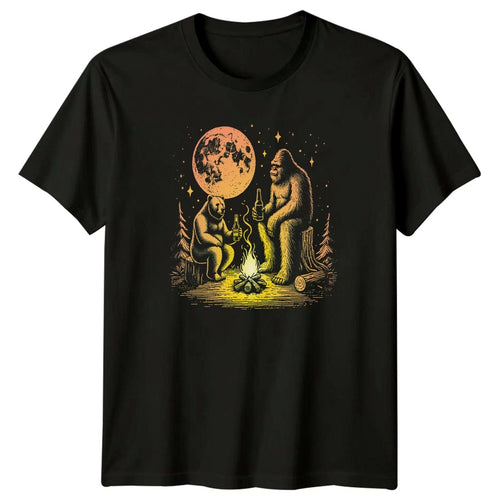Bigfoot Bear And Beer Camping T-Shirt Sasquatch Cryptid Fathers Day
