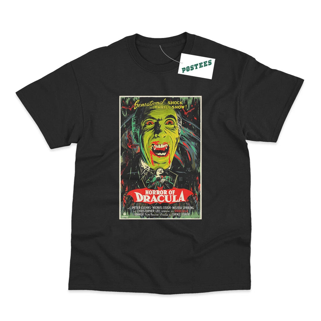 Retro Illustrated Movie Poster Inspired By Horror of Dracula DTG Printed T-Shirt