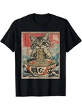 Cat Eating Ramen Noodles Kawaii Anime Japanese Food T-Shirt