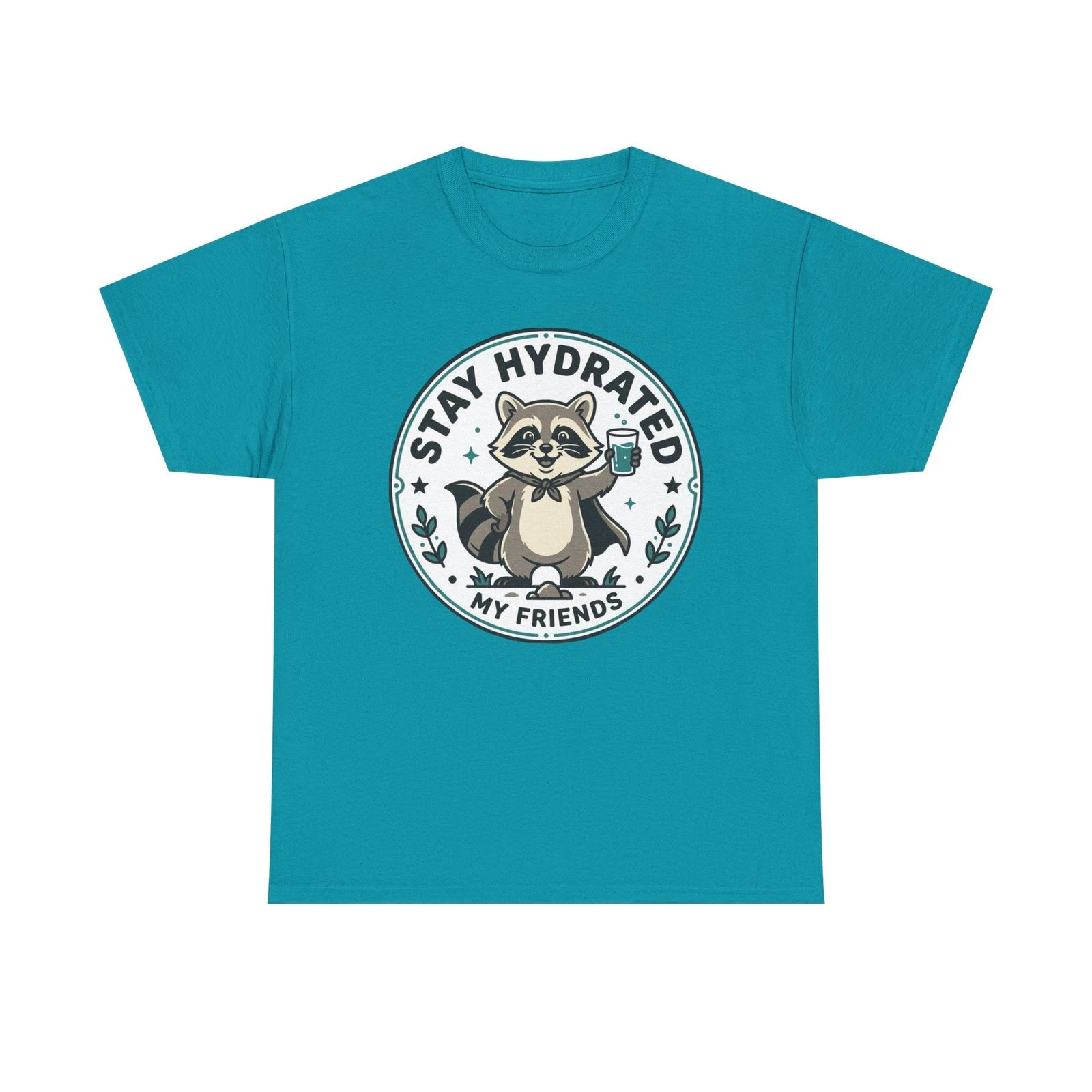 Stay Hydrated Raccoon Tee | Cute Animal Drinking Water Shirt