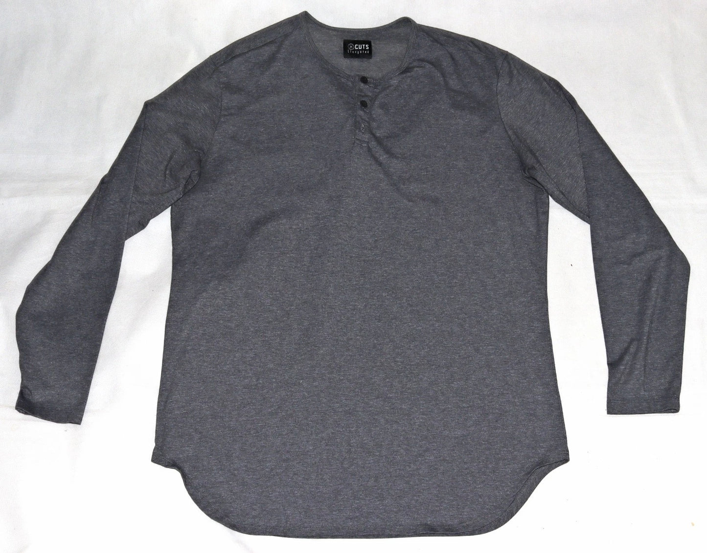 CUTS Elongated  Men's Solid Casual City Athleisure Minimalist Gray Shirt Size XL