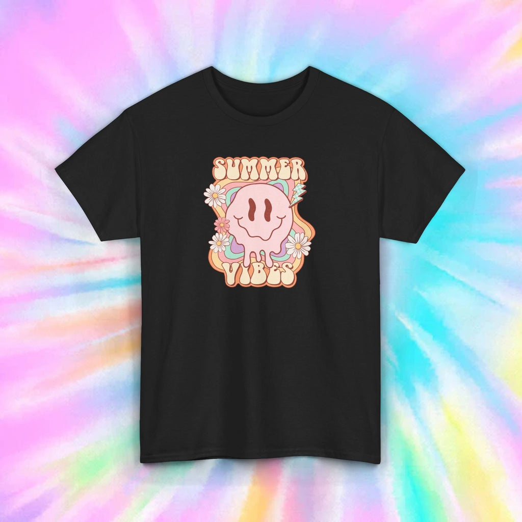 Summer Vibes Skull Shirt S-5XL Retro Aesthetic Flowers Gift Hippie Tee