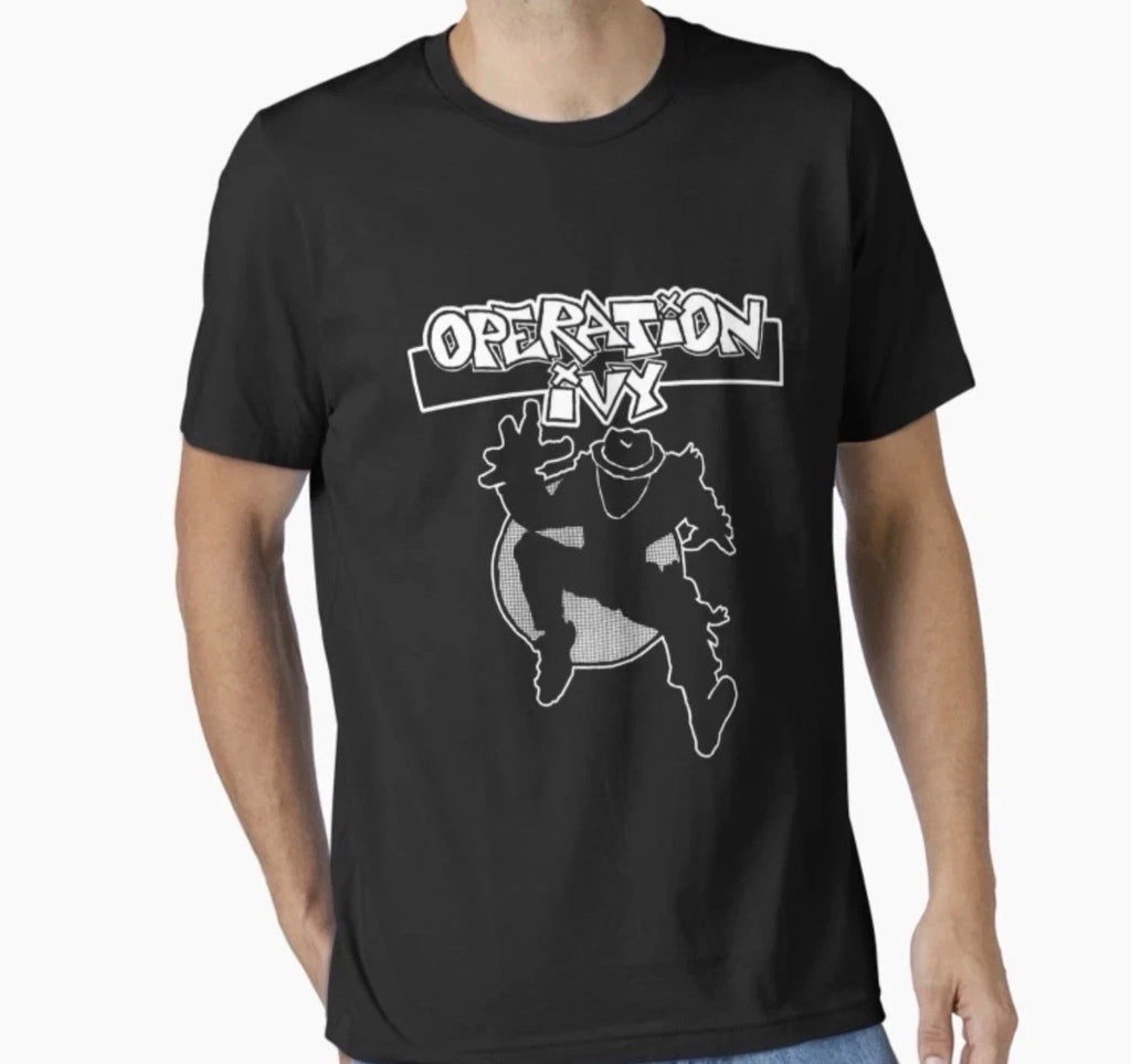 OPERATION IVY T SHIRT BLACK W/CLASSIC LOGO BRAND NEW - CIRCLE JERKS - BLACK FLAG
