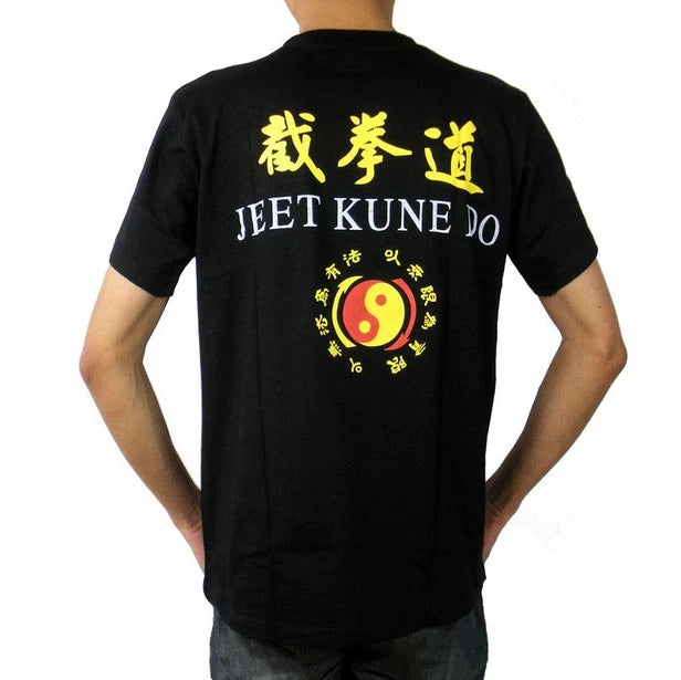 Black Round Neck Jeet Kune Do Martial Arts Kung Fu Wing Chun Training T-shirt