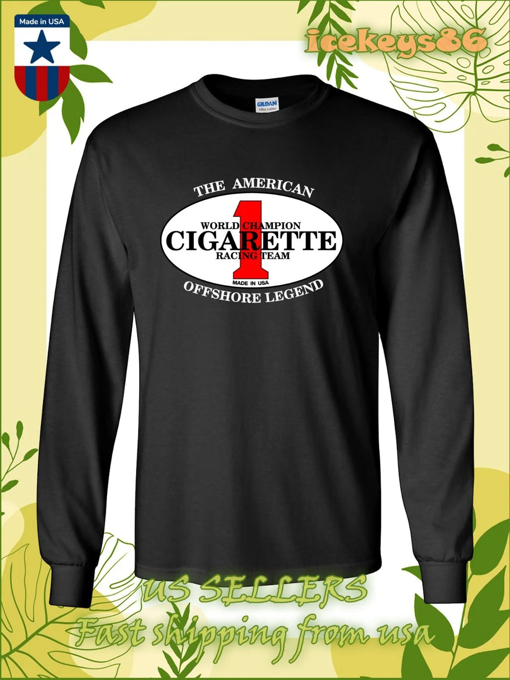 New Tee Cigarette Offshore Boats Logo Men's Long Sleeve T-Shirt American T-Shirt