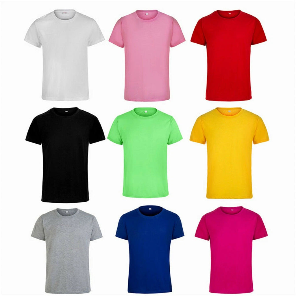 Unisex Cotton Round Neck Blank Short-Sleeved T-shirt Sports Daily Wear Clothing
