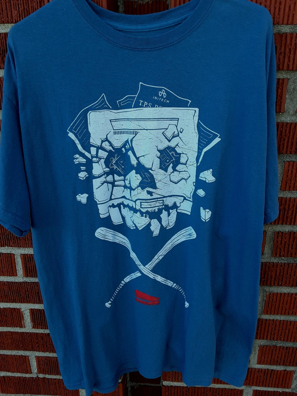 Office Space Adult T-Shirt- Crossed Bats Smashed Printer Sz XL Lootwear