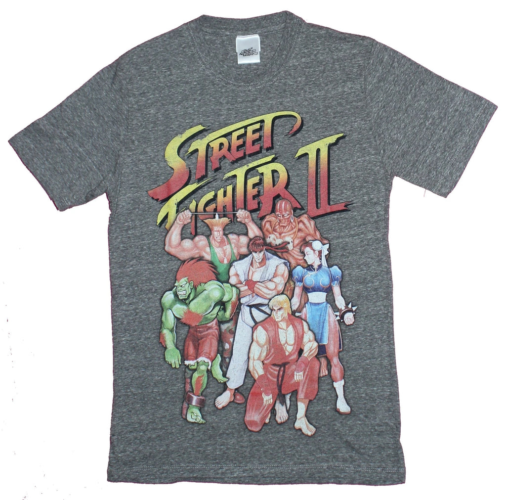 Street Fighter II Adult New T-Shirt - Classic 6 Character Cast Under Logo
