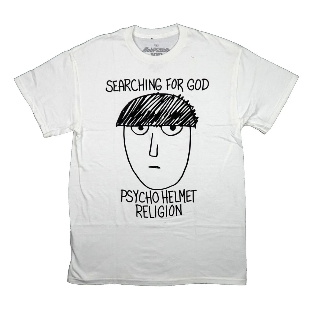 Mob Psycho New Adult T-Shirt - Searching For God Psycho Helmet Religion