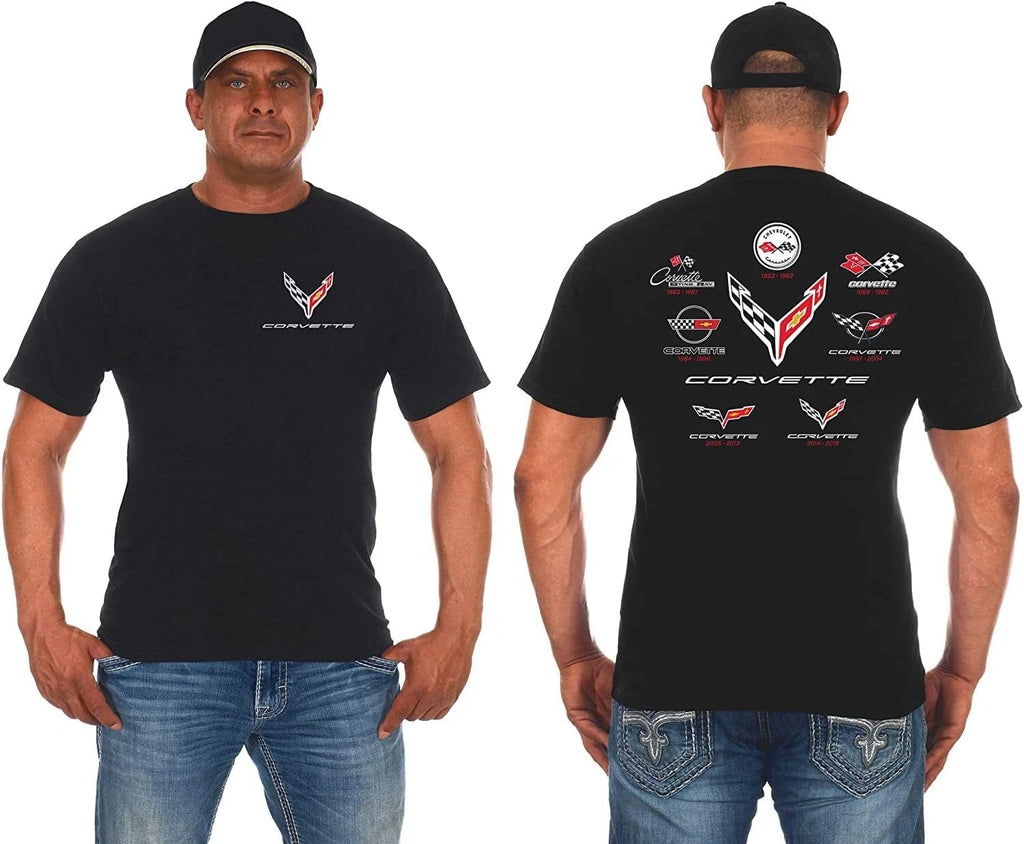 JH Design Mens Corvette T-Shirt C8 C7 C6 C5 C4 C3 C2 C1 Collage Shirt