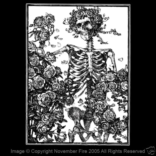 Skeleton with Roses Alton Kelly Stanley Mouse Grateful Dead Hippie Shirt NFT057