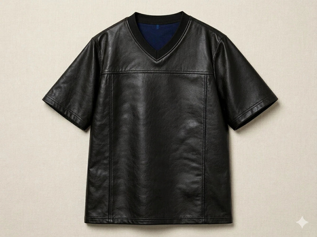 Custom Men’s Faux Leather Basketball Shirt | Sports Jersey Tee