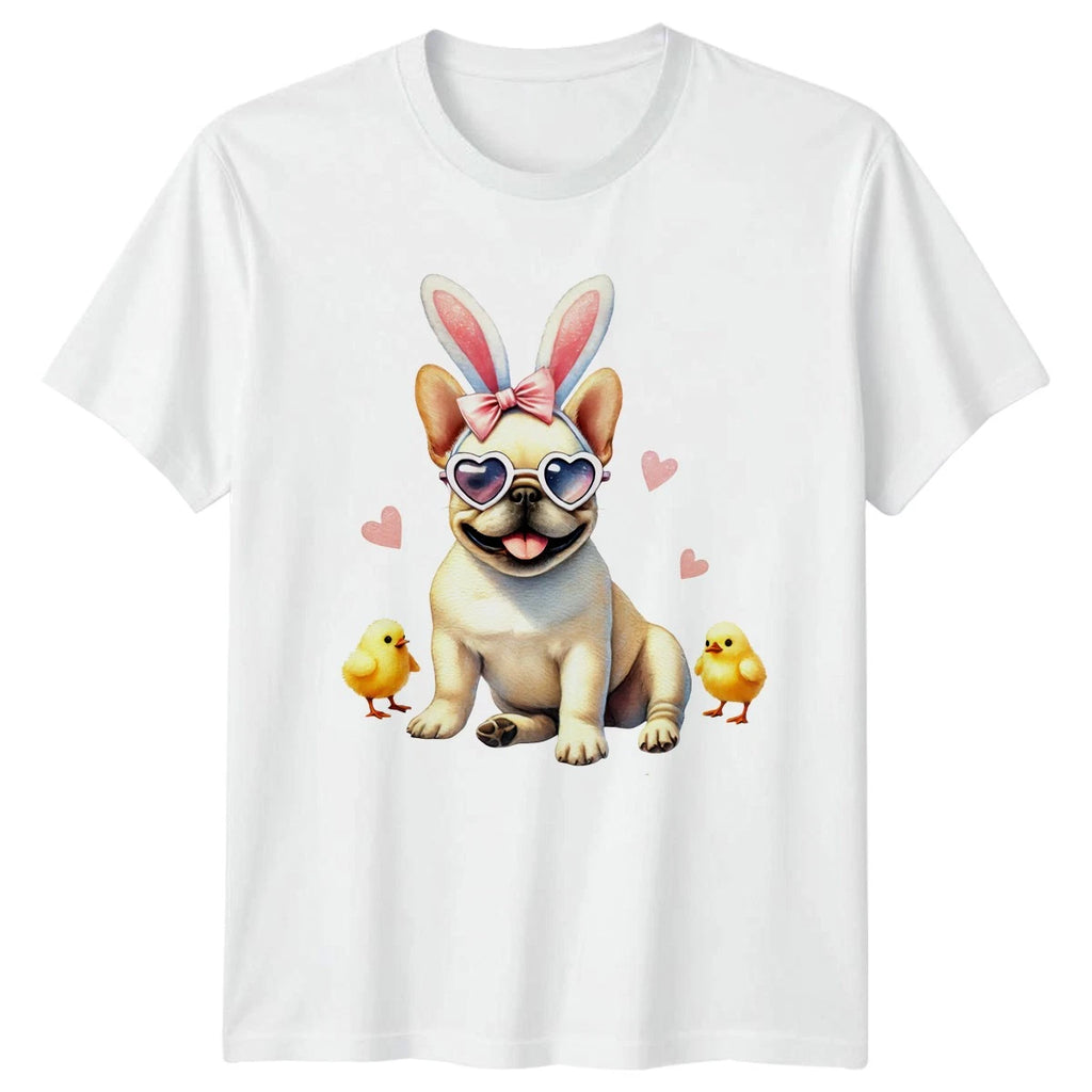 French Bulldog Puppy Wearing Bunny Womens T-Shirt Frenchie Dog Pet Easter