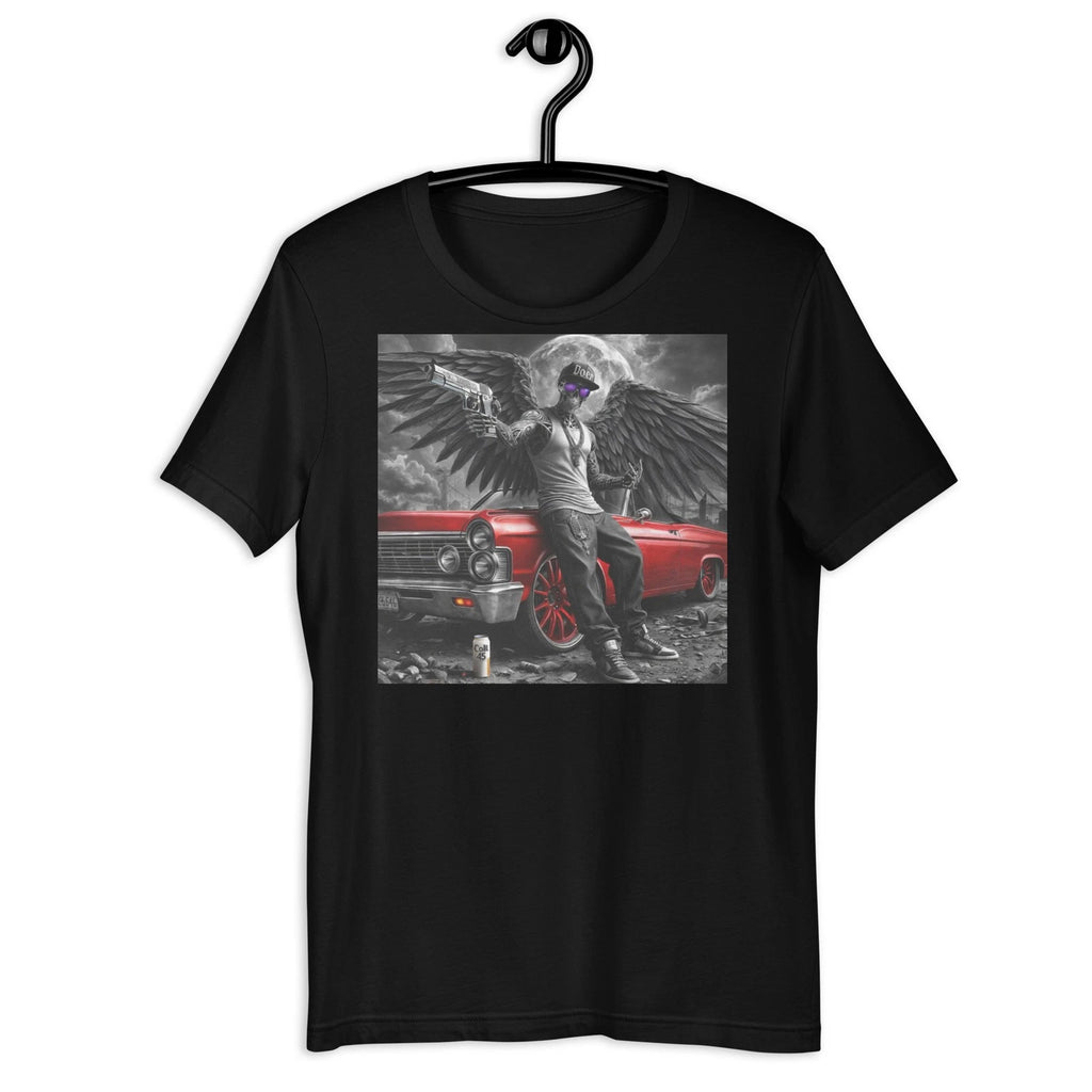 Skeleton Angel Wings Lowrider Car Street Chicano Style Graphic T-Shirt