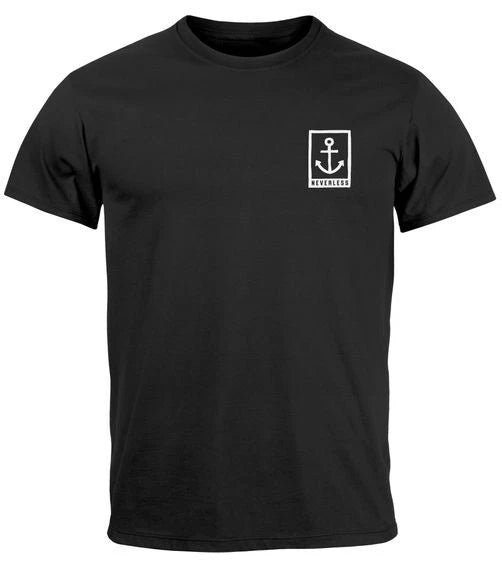 Men's T-Shirt Anchor Motif Chest Batch Logo Fashion Streetstyle Neverless®