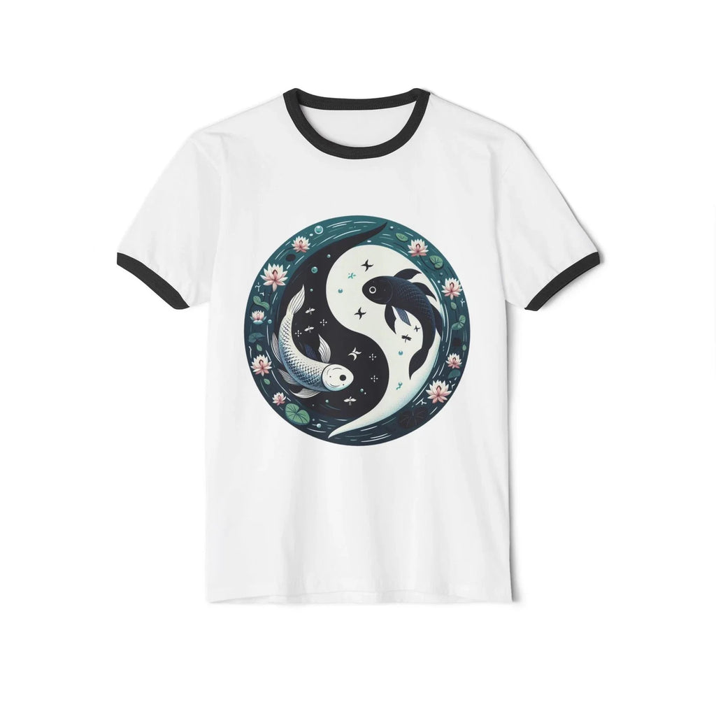 Yin Yang Koi Fish T-Shirt | Floral Circular Pisces Design