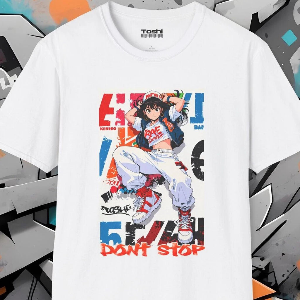 Anime B-Girl Tee – Graffiti-Style Breakdancing Art – Urban Hip Hop - Graphic Tee