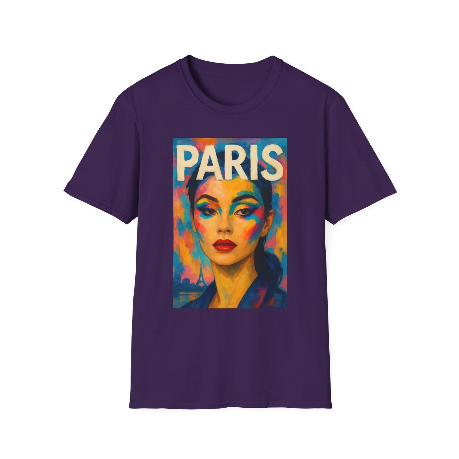 Paris Portrait T-Shirt | Colorful Femme Pop Art