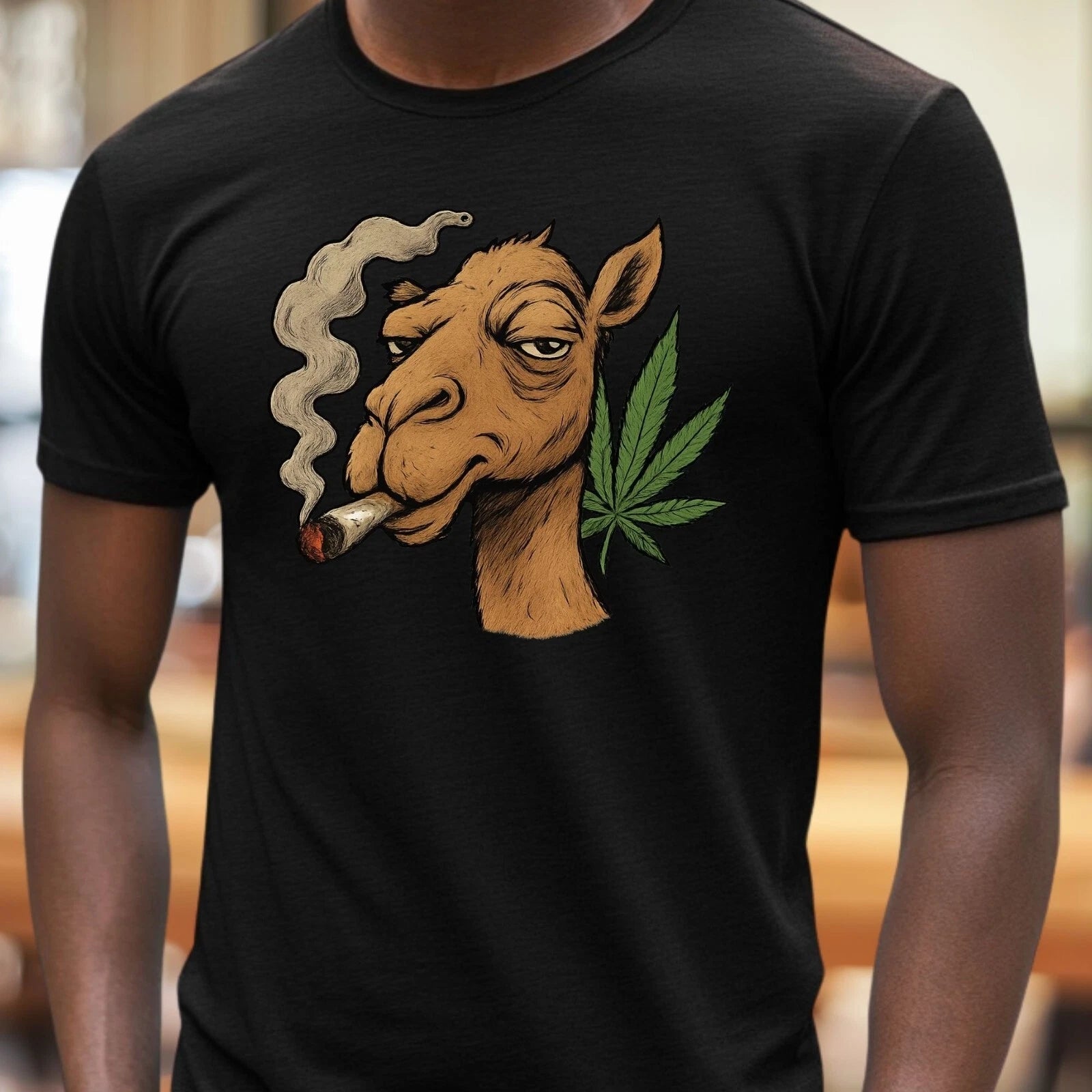 Mens Camel Smokes Grass Motif Cotton T-Shirt Size XS to 5XL
