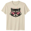 Raccoon Heart Glasses Animals Mens T-Shirt Womens Tee Graphic Unisex Top