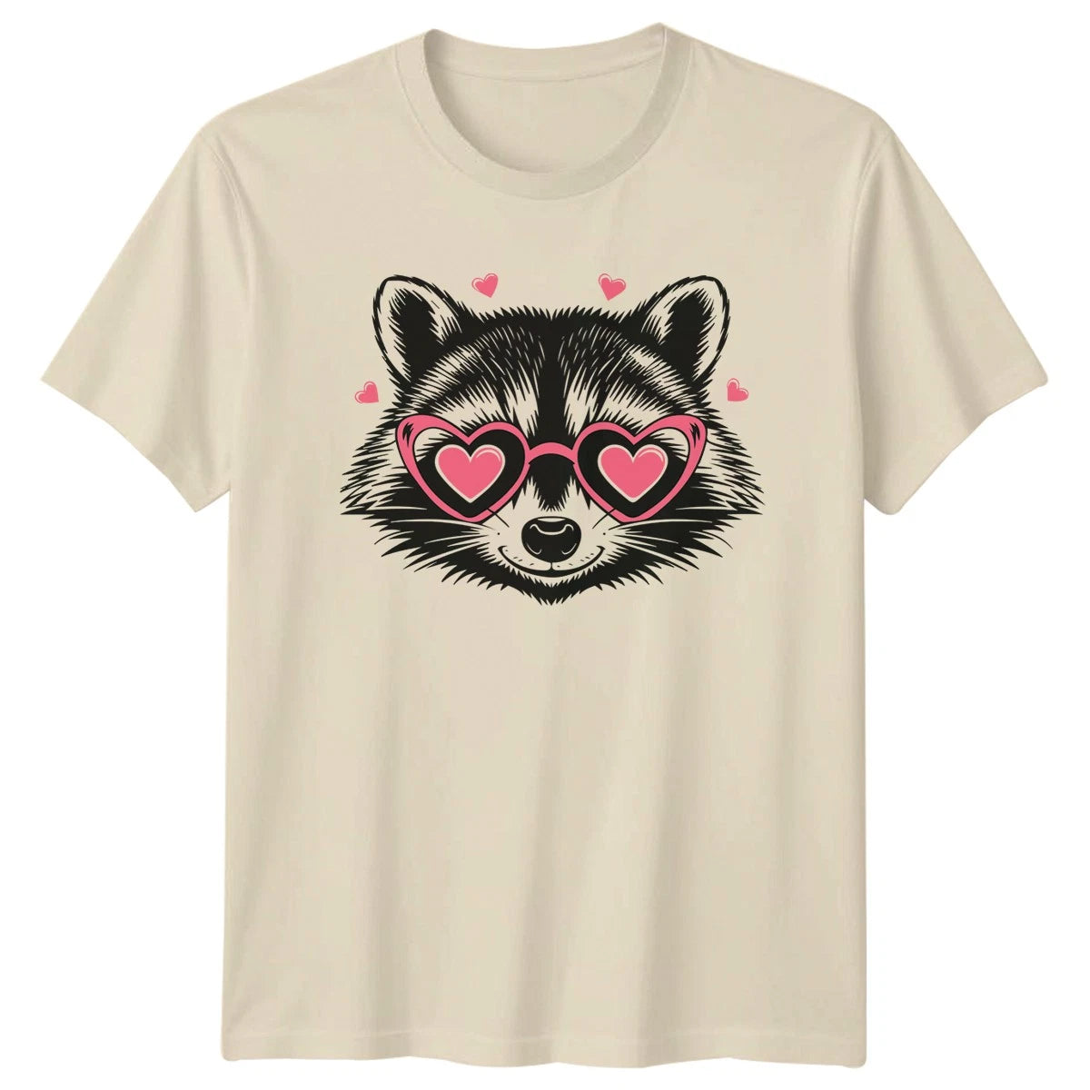 Raccoon Heart Glasses Animals Mens T-Shirt Womens Tee Graphic Unisex Top